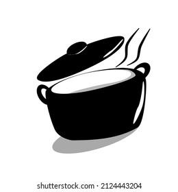 black pot smoked up  on a white background