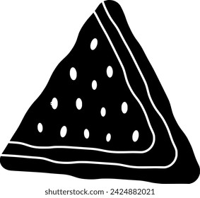 black potato silhouette or flat tortilla illustration of snack logo food for chip with crisp icon and eat shape crunchy as corn to chips