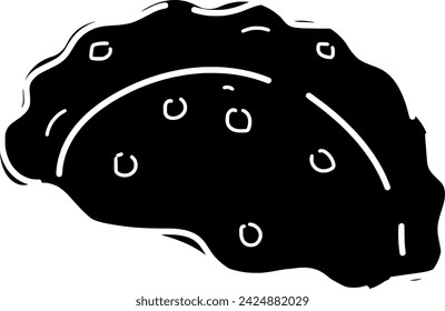 black potato silhouette or flat tortilla illustration of snack logo food for chip with crisp icon and eat shape crunchy as corn to chips