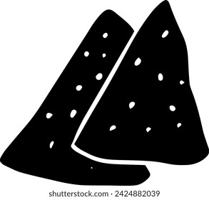 black potato silhouette or flat tortilla illustration of snack logo food for chip with crisp icon and eat shape crunchy as corn to chips