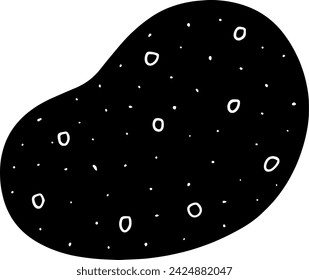 black potato silhouette or flat tortilla illustration of snack logo food for chip with crisp icon and eat shape crunchy as corn to chips