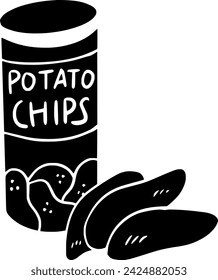 black potato silhouette or flat tortilla illustration of snack logo food for chip with crisp icon and eat shape crunchy as corn to chips