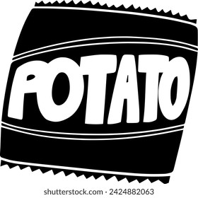 black potato silhouette or flat tortilla illustration of snack logo food for chip with crisp icon and eat shape crunchy as corn to chips