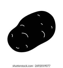 Ilustración vectorial de icono de silueta de patata negra. Símbolo de raíz vegetal minimalista simple.