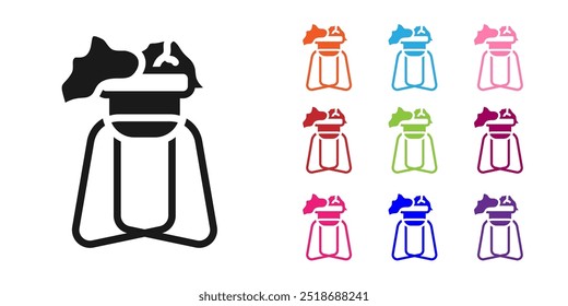 Black Potted house plant on stand icon isolated on white background. Plant growing in a pot. Potted plant sign. Set icons colorful. Vector