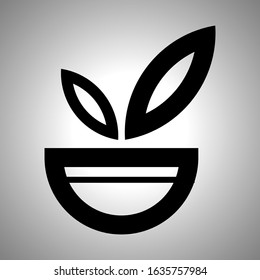 black potted plants vector, potted plants symbol isolated.