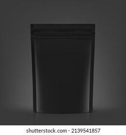 Black pouch bag mockup. Vector illustration. Ready for your design. EPS10.
