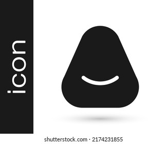 Black Pouf icon isolated on white background. Soft chair. Bag for the seat. Comfortable furniture armchair.  Vector