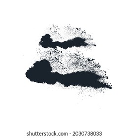 Black powder, dust, vector elements stock illustration. Grunge design elements. Crushed charcoal isolated black on white background. Black powder, dust