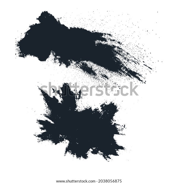 Black powder, dust,\
vector elements stock illustration. Grunge design elements. Crushed\
charcoal isolated black on white background. Black powder, dust,\
different shapes