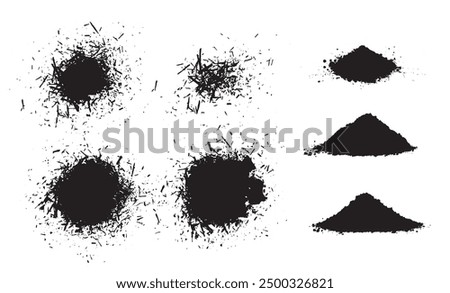 Black Powder Pile Icon, Dirt Symbol, Soil Sign, Dust Heap, Compost, Gravel, Sand, Powder Pile Vector Illustration