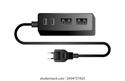 Black power adapter _2 It is an illustration of a 2 -port with a 3.0 2 port.