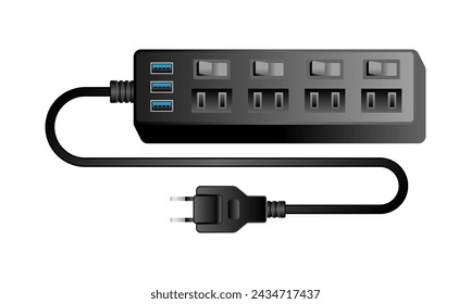 Black power adapter _4 It is an illustration of 3 ports of 3.0 3.0 ports of the mouth  USB type.