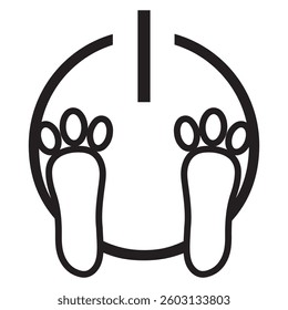 black power button icon with an Easter bunny design, namely bunny paws on the button	