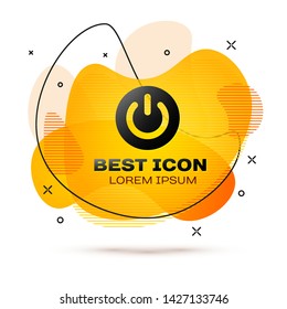 Black Power button icon isolated on white background. Start sign. Flat design. Fluid color banner. Vector Illustration