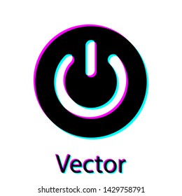 Black Power button icon isolated on white background. Start sign. Flat design. Vector Illustration