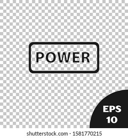 Black Power button icon isolated on transparent background. Start sign.  Vector Illustration