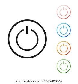 Black Power button icon isolated on white background. Start sign. Set icons colorful. Vector Illustration