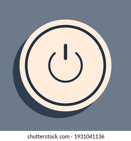 Black Power Button Icon Isolated On Grey Background. Start Sign. Long Shadow Style. Vector Illustration