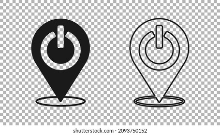 Black Power button icon isolated on transparent background. Start sign.  Vector