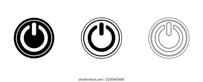 Icono del botón de alimentación negra aislado en fondo blanco. Iniciar el signo.	