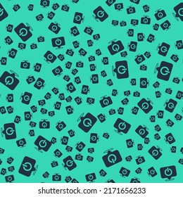 Black Power button icon isolated seamless pattern on green background. Start sign.  Vector
