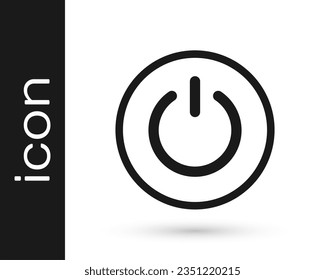 Icono del botón de alimentación negra aislado en fondo blanco. Iniciar el signo.  Vector