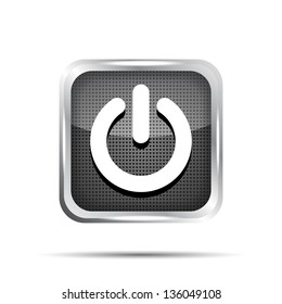black power button icon on a white background