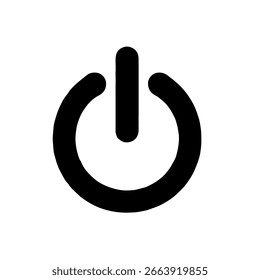 Icono de Botón de energía negro sobre fondo blanco