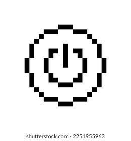 Black power button, pixel art icon. Vector illustration.
