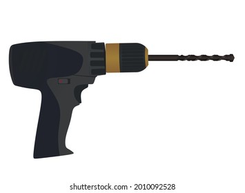 Black  power drill. vector illustration