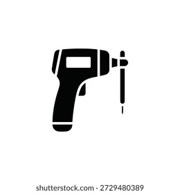 Black power drill vector illustration flat design tool icon scalable graphic