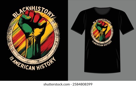 Black Power Fist T-Shirt Design with Rasta Colors and Revolution Theme