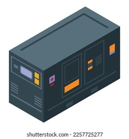 Black power generator icon isometric vector. Energy machine. Engine equipment