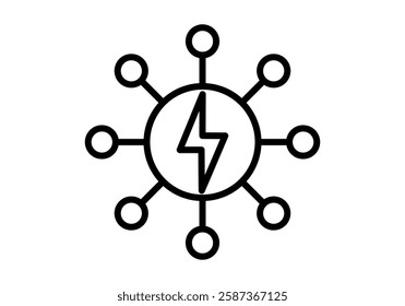 Black power grid icon on white background