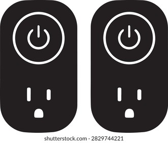 Black power outlet remote controls with power button icons
