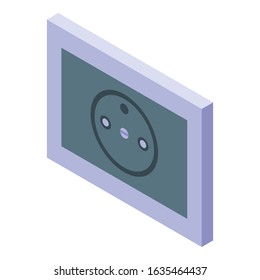 Black power socket icon. Isometric of black power socket vector icon for web design isolated on white background