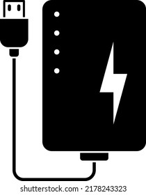 Black powerbank icon. Portable device for recharge.