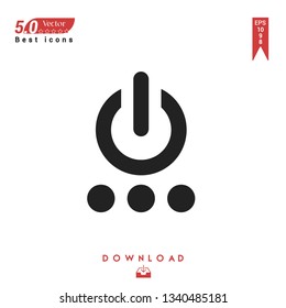 black power-button icon vector isolated on white background. Graphic design, material design, 2019 year best selling icons, mobile application, UI / UX design, EPS 10 format vector