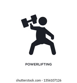 black powerlifting isolated vector icon. simple element illustration from sport concept vector icons. powerlifting editable logo symbol design on white background. can be use for web and mobile
