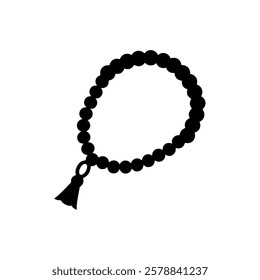 
Black Prayer beads silhouette vector illustration on white background.