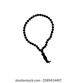 Black Prayer beads silhouette vector illustration on white background