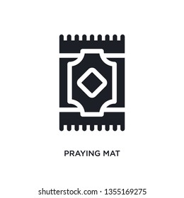 black praying mat isolated vector icon. simple element illustration from religion concept vector icons. praying mat editable logo symbol design on white background. can be use for web and mobile