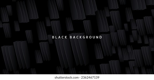 Black premium abstract background with dark geometric shapes. Very suitable for poster, banner, cover, advertisement, wallpaper and futuristic design concept