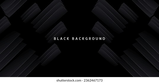 Black premium abstract background with dark geometric shapes. Very suitable for poster, banner, cover, advertisement, wallpaper and futuristic design concept