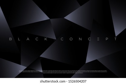 Black premium abstract background with luxury gradient geometric elements. Rich background for exclusive design. - Vector