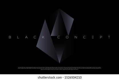 Black premium abstract background with luxury gradient geometric elements. Rich background for exclusive design. - Vector