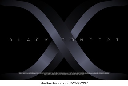 Black premium abstract background with luxury gradient geometric elements. Rich background for exclusive design. - Vector