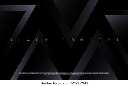 Black premium abstract background with luxury gradient geometric elements. Rich background for exclusive design. - Vector