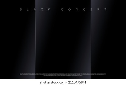 Black premium abstract background with luxury dark lines and darkness geometric shapes. Modern exclusive background for poster, banner, wallpaper and futuristic design concepts. Vector EPS
